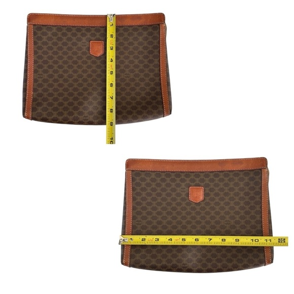 Authentic CELINE Macadam Dark Brown & Tan Leather Large Clutch Bag - Picture 15 of 16
